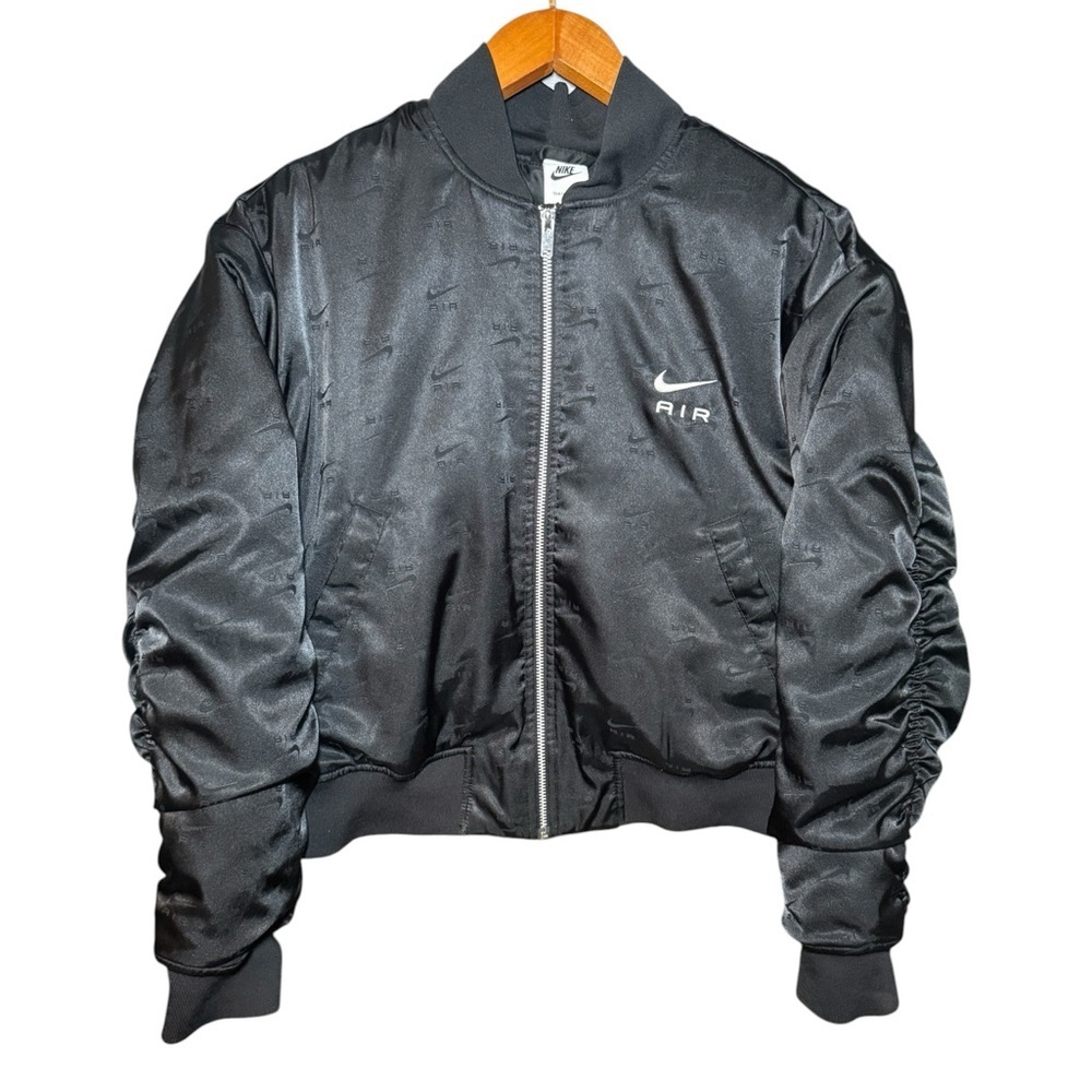 Nike Air Women's Bomber Jacket Satin Finish Medium Black - Picture 5 of 12